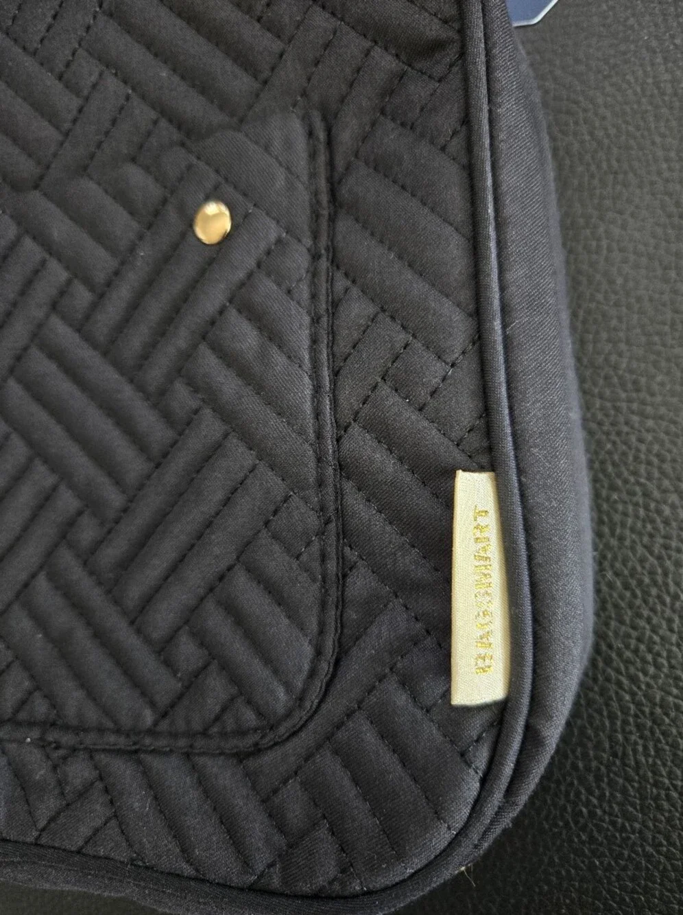 BAGSMART Quilted Black Travel Cosmetic Case with Front Pocket
